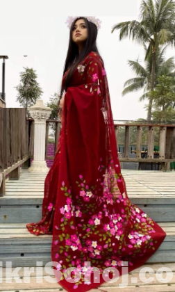 Hand Print Half Silk Sharee